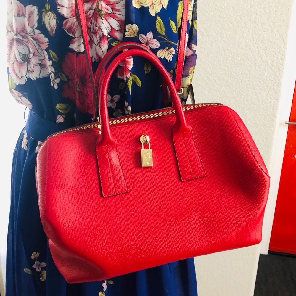 Furla Bag Satchel Radiant Red Leather with Strap